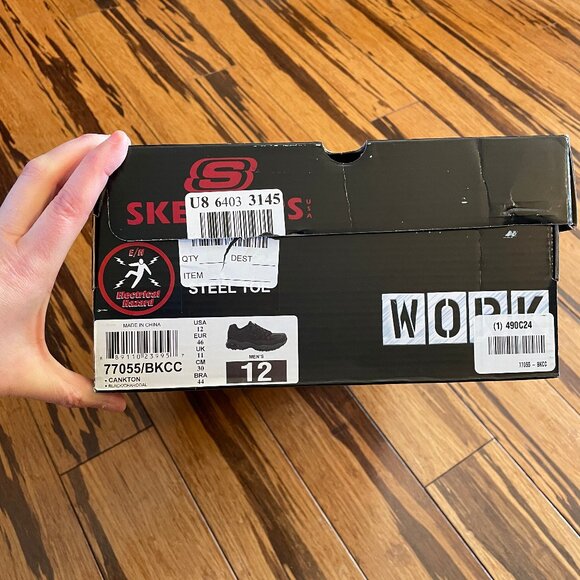 New with Tags - Skechers Work Steel Toe Sneaker Cankton Black Men's Size 12 - Picture 7 of 9